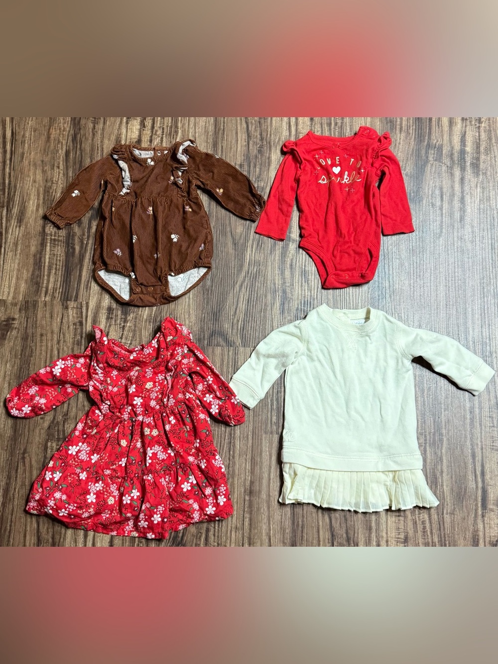 3-6 Months Girls Dresses Long Sleeved Outfits Baby Infants